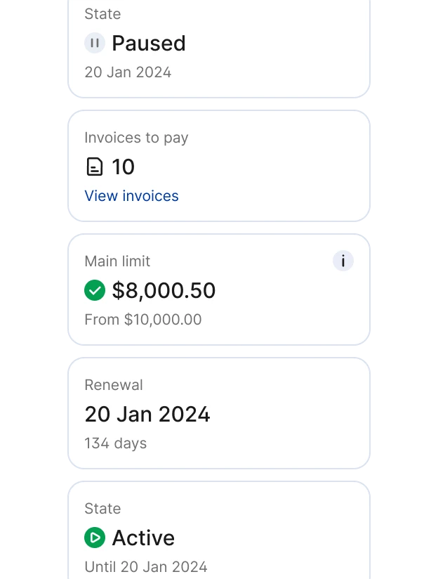 MONT subscription summary cards