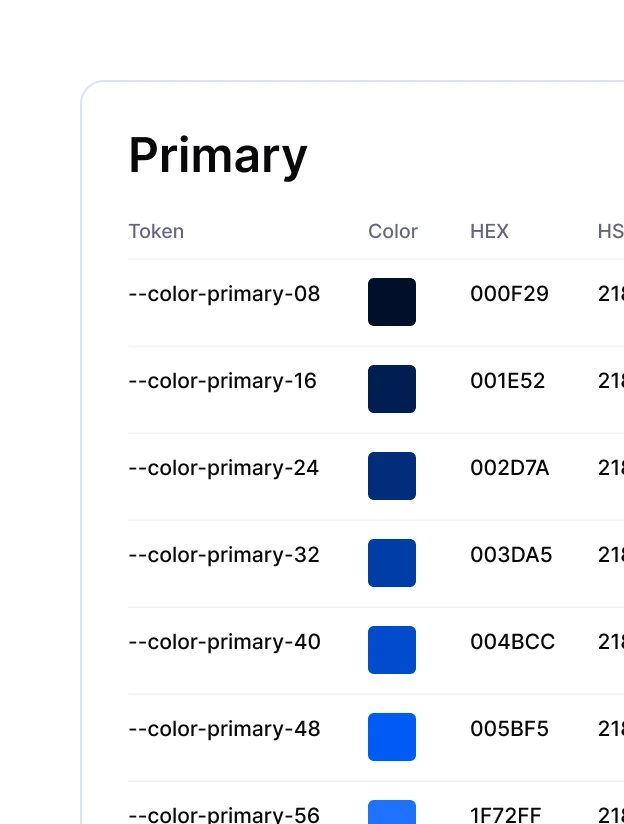 MONT primary color tokens